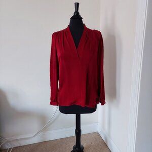 NWT Elie Tahari 100% natural silk blouse in burgundy. Sz S.